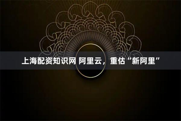上海配资知识网 阿里云,重估“新阿里”