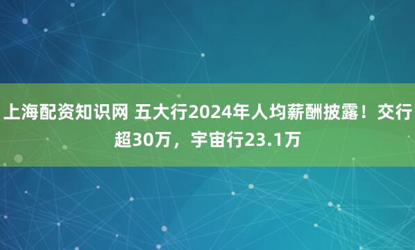 上海配资知识网 五大行2024年人均薪酬披露！交行超30万，宇宙行23.1万